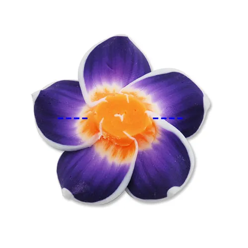 30MM HandMade And Flat Back Polymer Clay Flower Beads,Light Amethyst,Side Drilled Hole Size 2.5MM,Lead Free,Sold 50 PCS Per Package