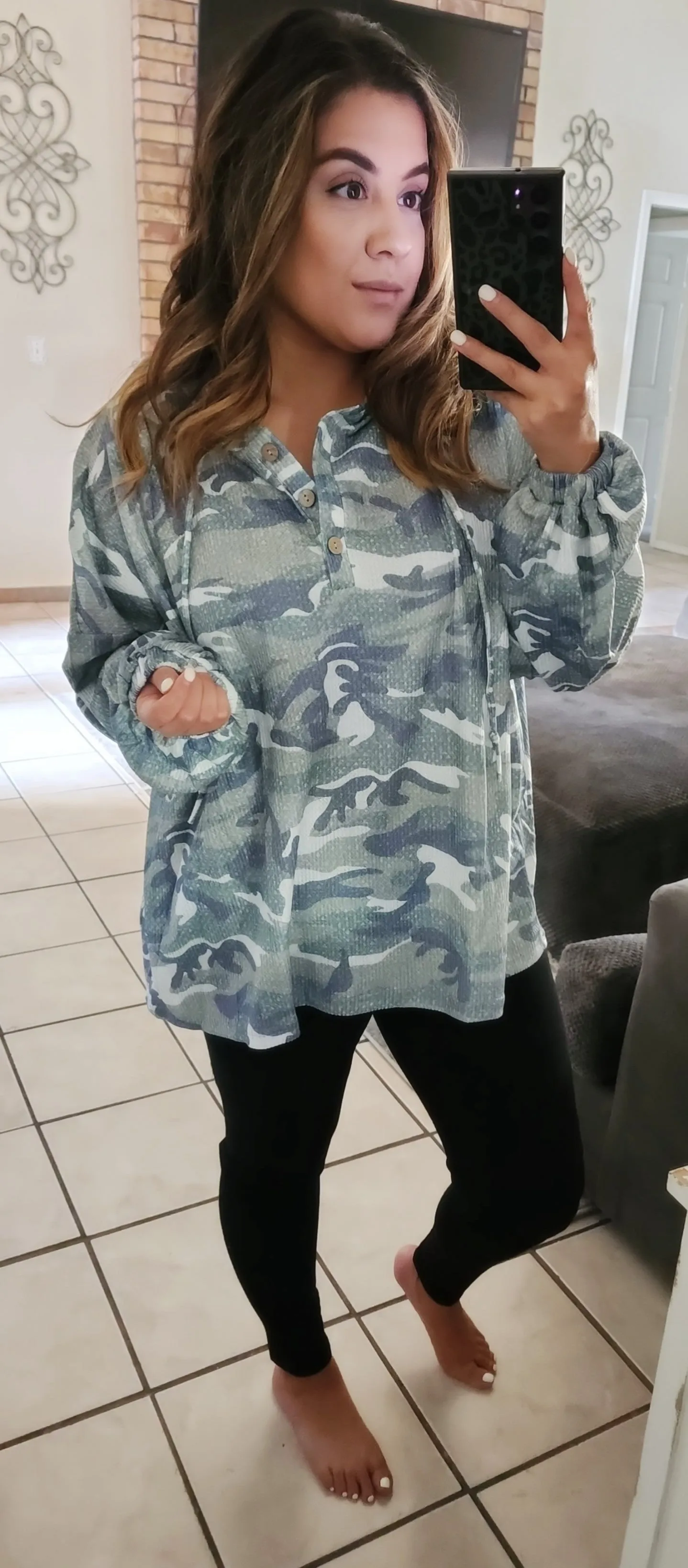 All over Hooded Camo Top
