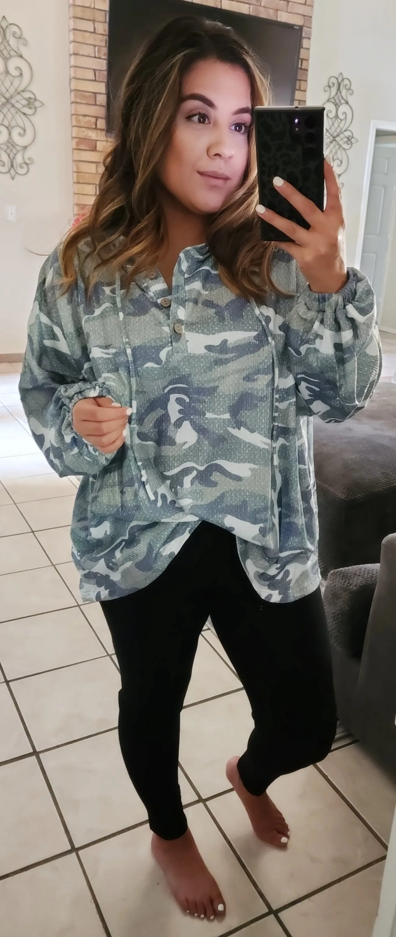 All over Hooded Camo Top
