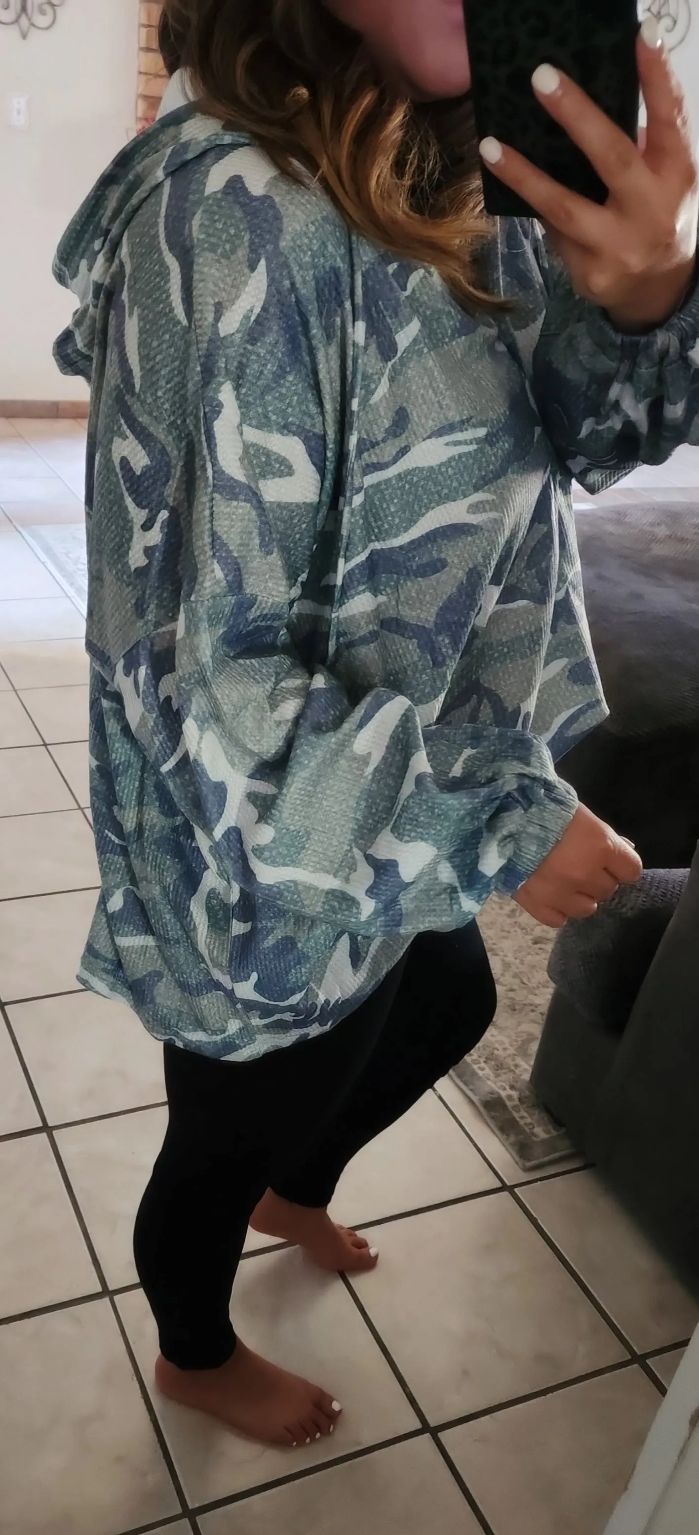 All over Hooded Camo Top