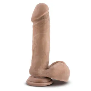 Au Naturel 8 Inch Dual Density Suction Cup Dildo with Balls - Caramel