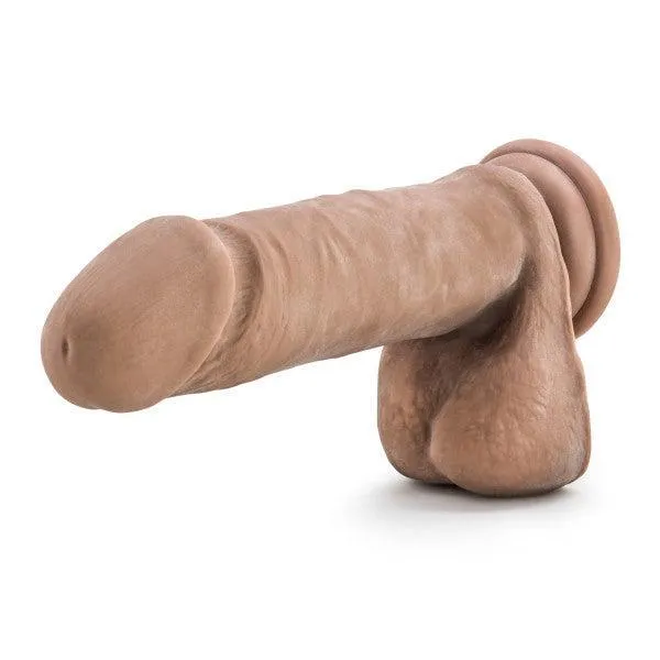 Au Naturel 8 Inch Dual Density Suction Cup Dildo with Balls - Caramel