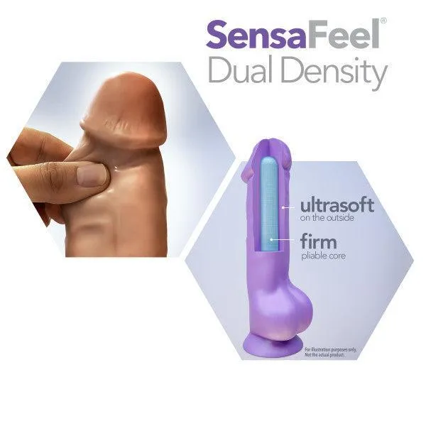 Au Naturel 8 Inch Dual Density Suction Cup Dildo with Balls - Caramel