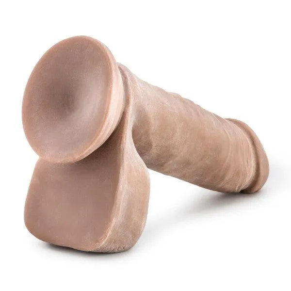Au Naturel 8 Inch Dual Density Suction Cup Dildo with Balls - Caramel