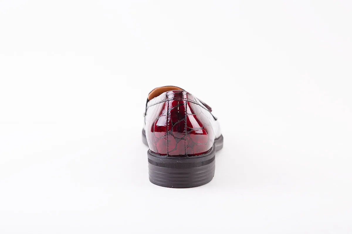 BIOECO - 6146 FLAT LOAFER - BURGUNDY CROC PATENT