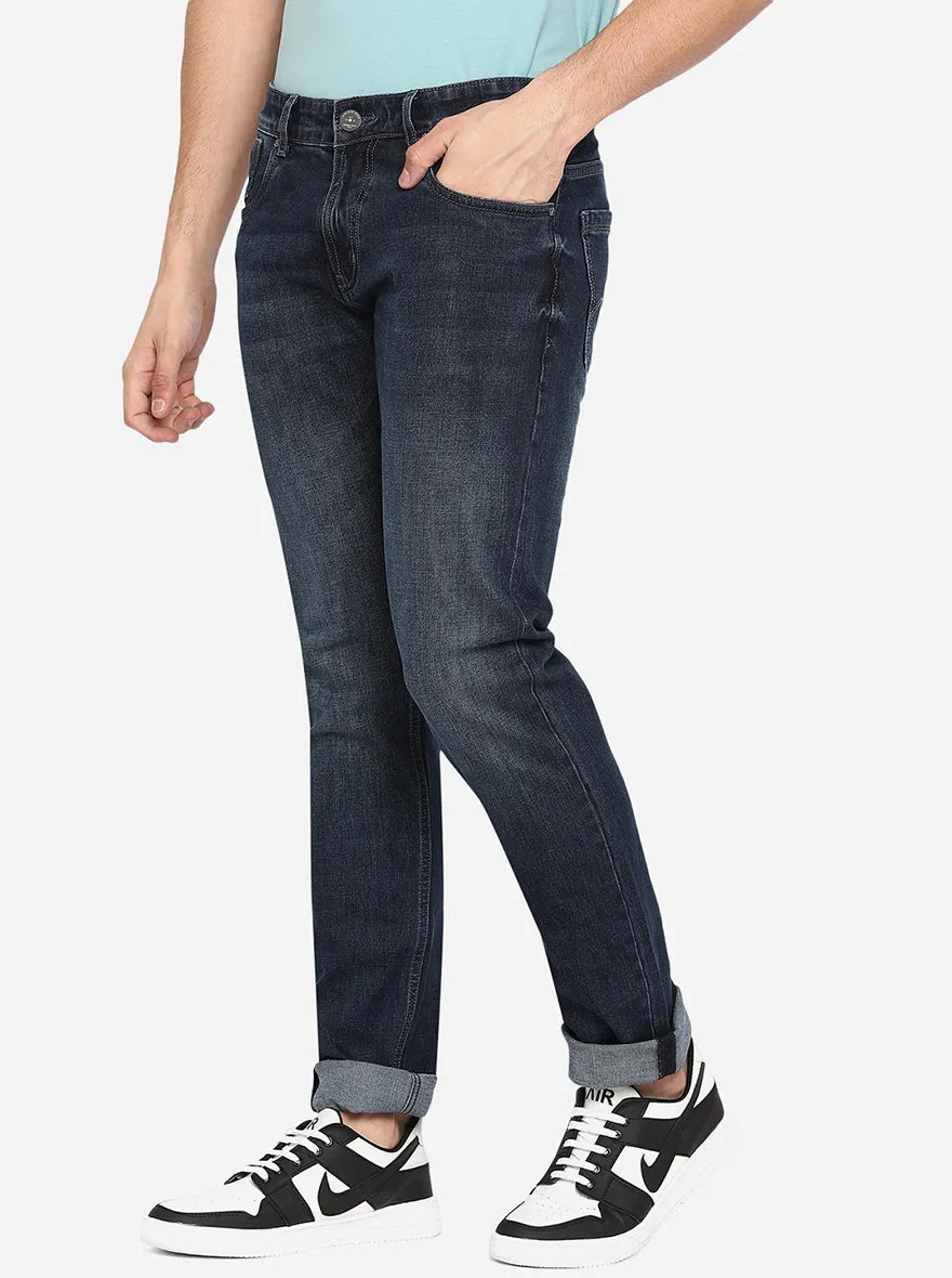 Blue Solid Slim Fit Jeans | JadeBlue