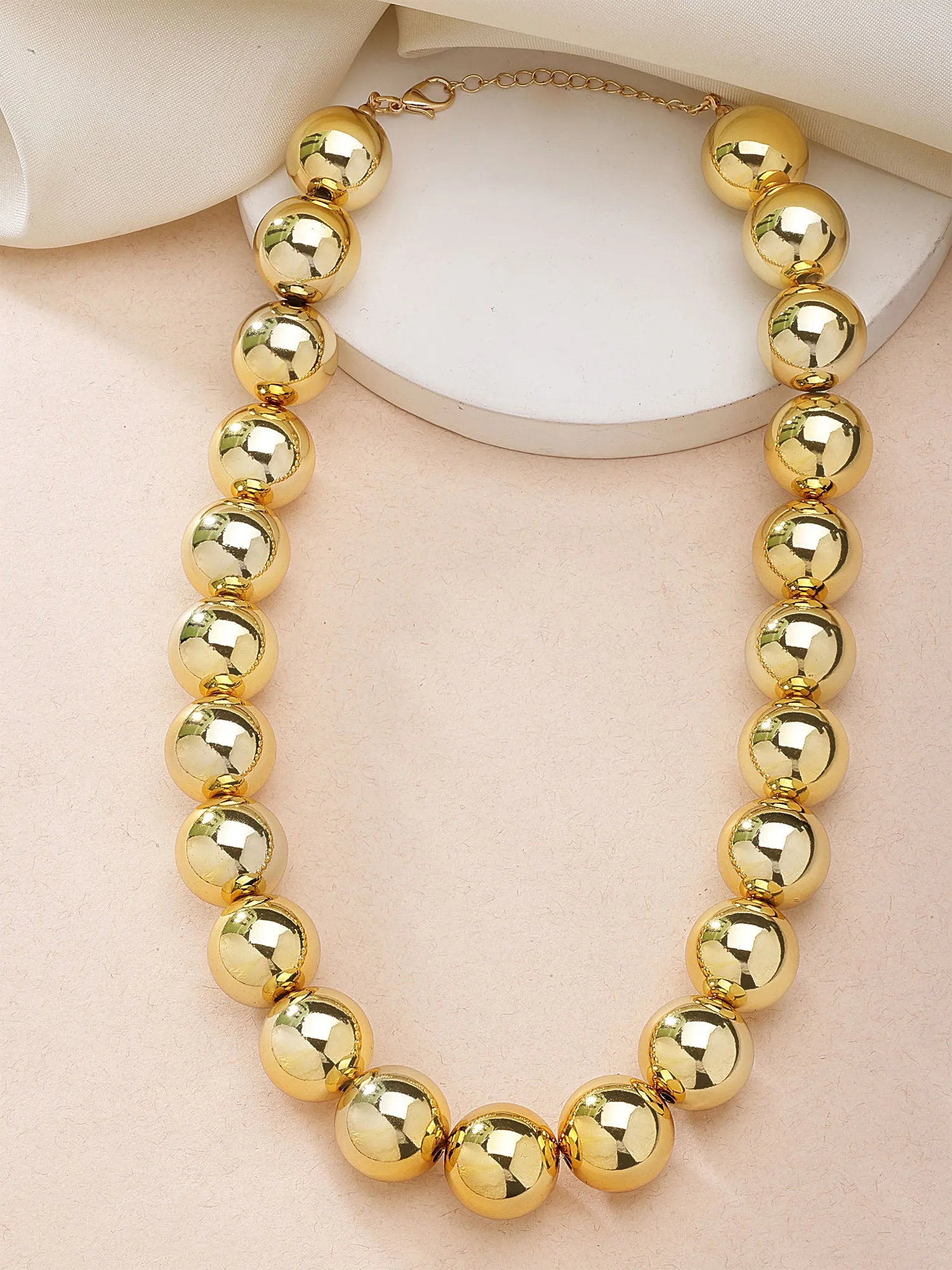 Bohey by KARATCART Gold-Plated Balls Link Necklace for Women