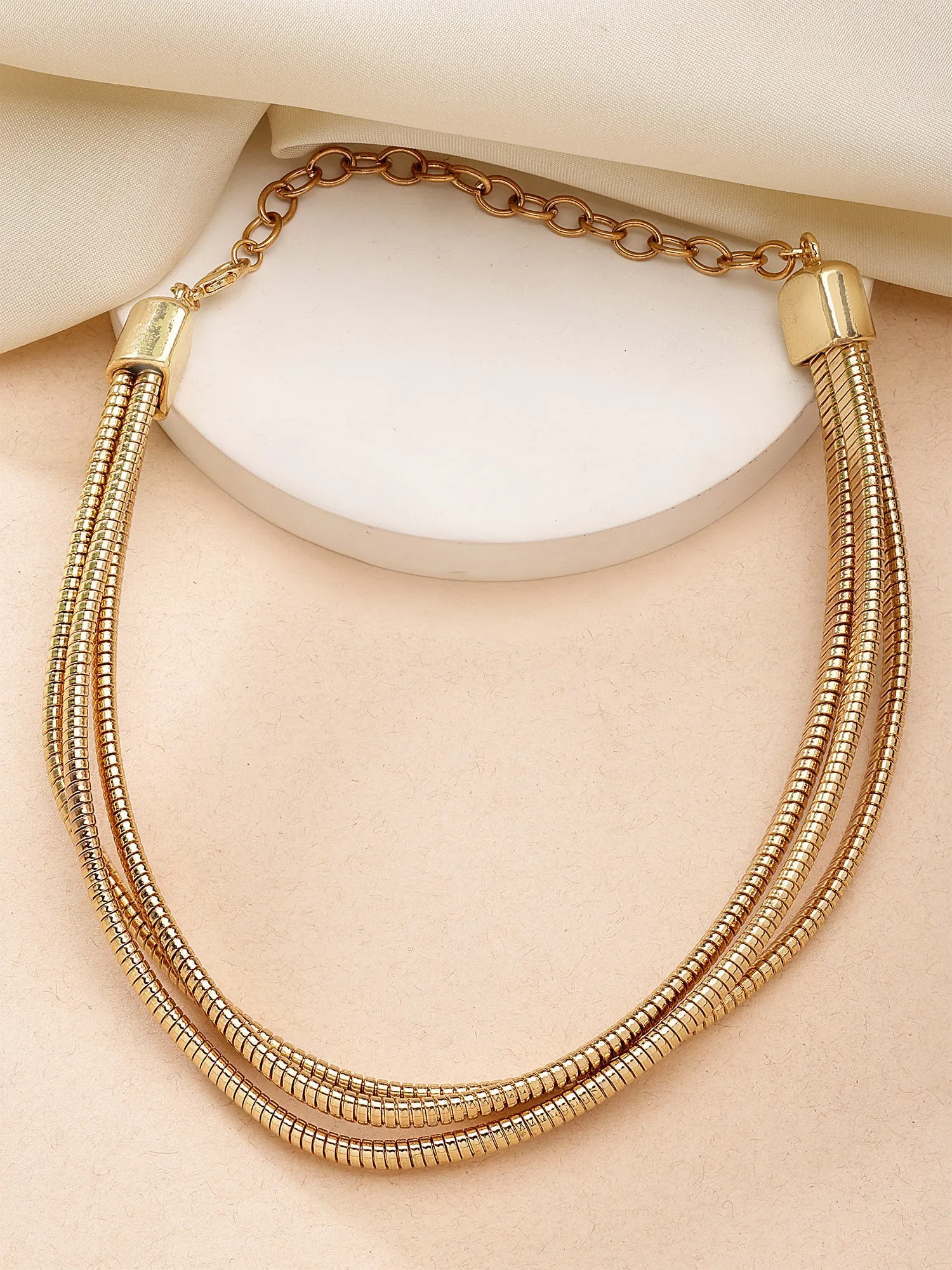 Bohey by KARATCART Gold-Plated Multilayer Snake Chain Necklace for Women