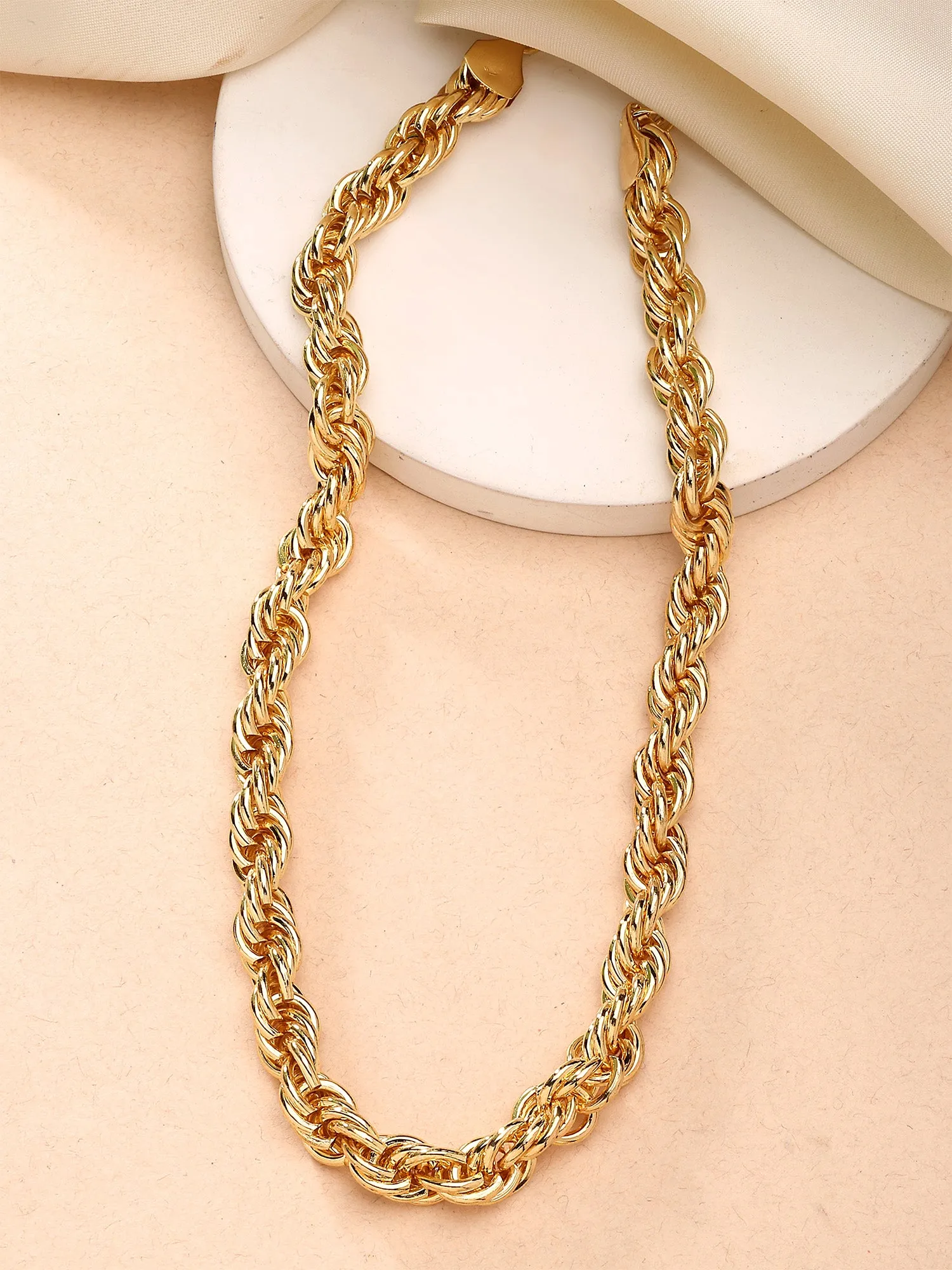 Bohey by KARATCART Gold-Plated Twisted Chain Necklace for Women