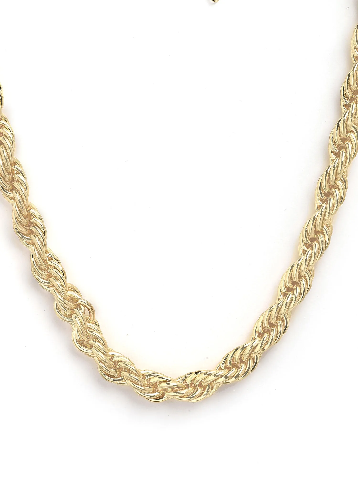 Bohey by KARATCART Gold-Plated Twisted Chain Necklace for Women