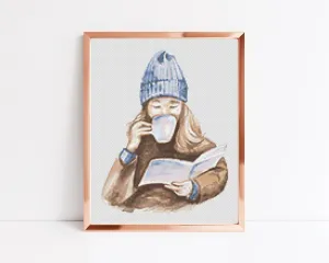 Book Reader Cross Stitch Pattern #673
