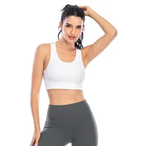 Bounce Scoop Neck Seamless Cutout Mesh Back Sports Bra
