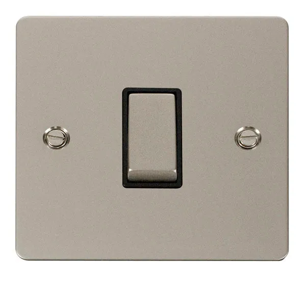 Click Define FPPN411BK Flat Plate 10AX Ingot 1-Gang 2-Way Plate Switch - Pearl Nickel (Black)