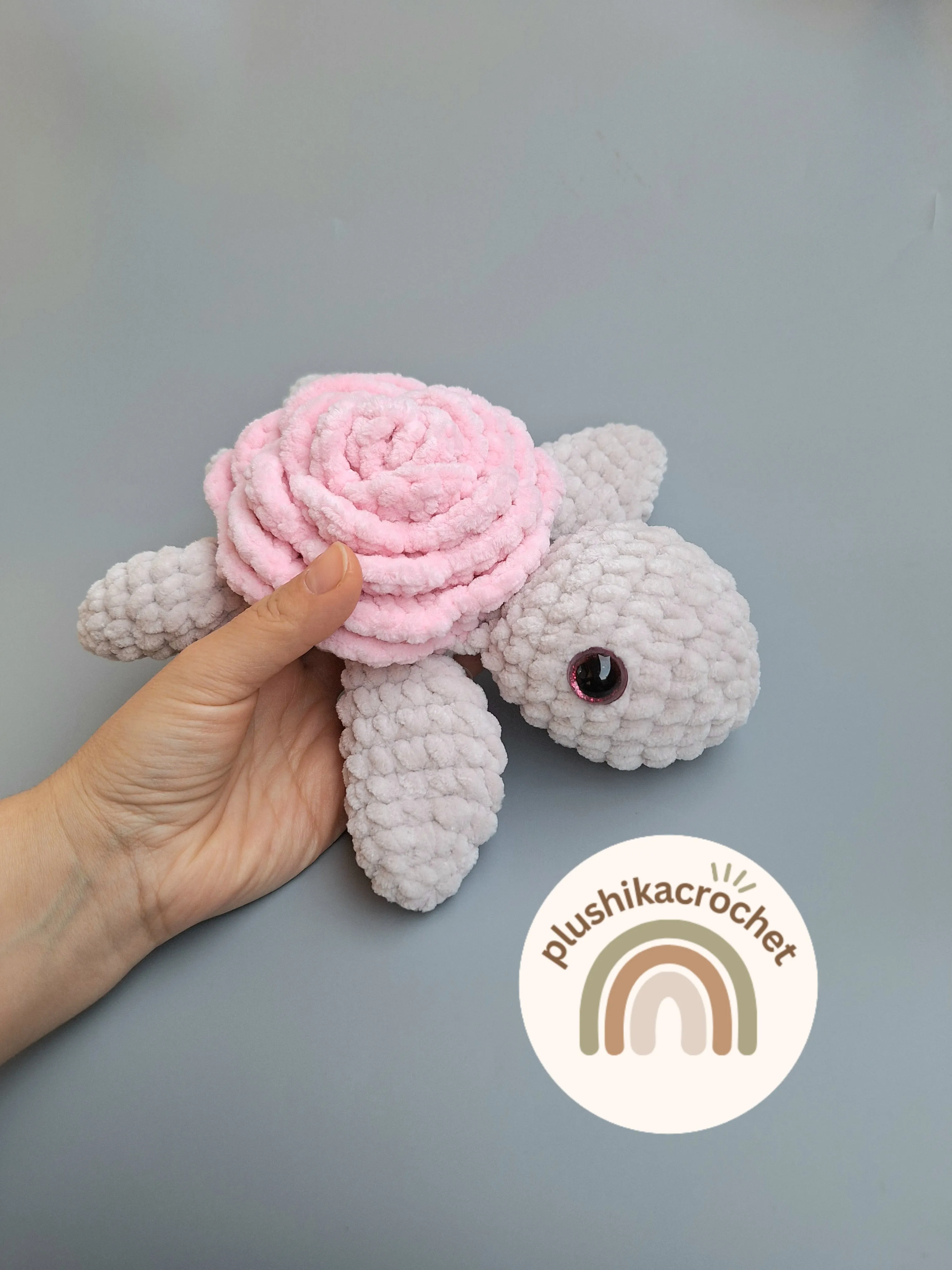 Crochet rose turtle Pattern, crochet turtle pattern, no sew turtle pattern
