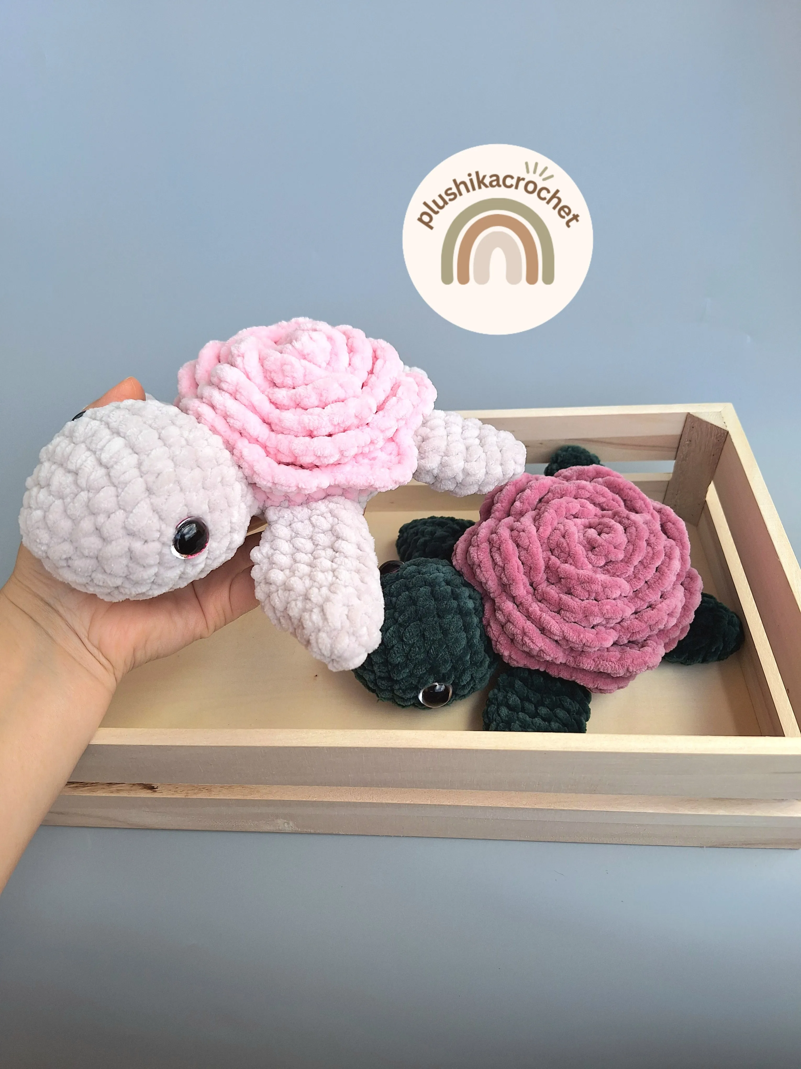 Crochet rose turtle Pattern, crochet turtle pattern, no sew turtle pattern