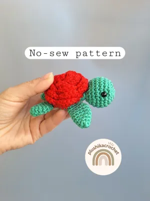 Crochet rose turtle Pattern, no sew rose turtle pattern, flower turtle amigurumi