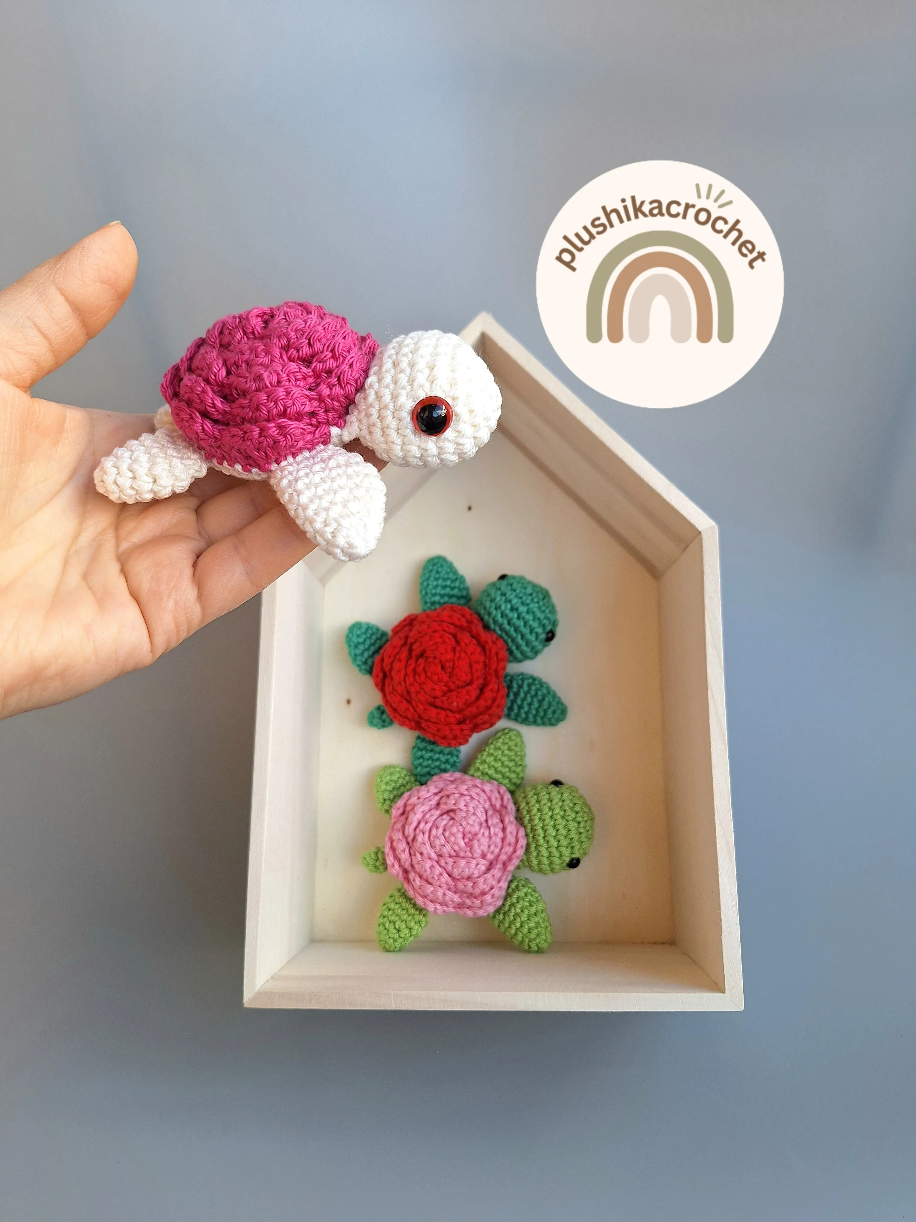 Crochet rose turtle Pattern, no sew rose turtle pattern, flower turtle amigurumi