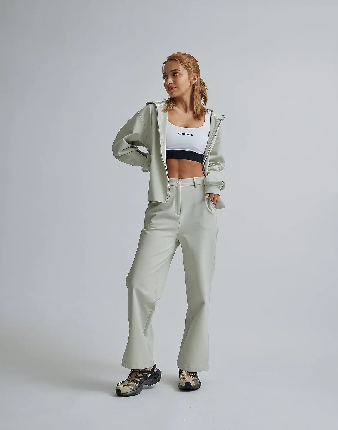 CRONOS WOMEN EASY CARE STRETCH PANTS【BEIGE】