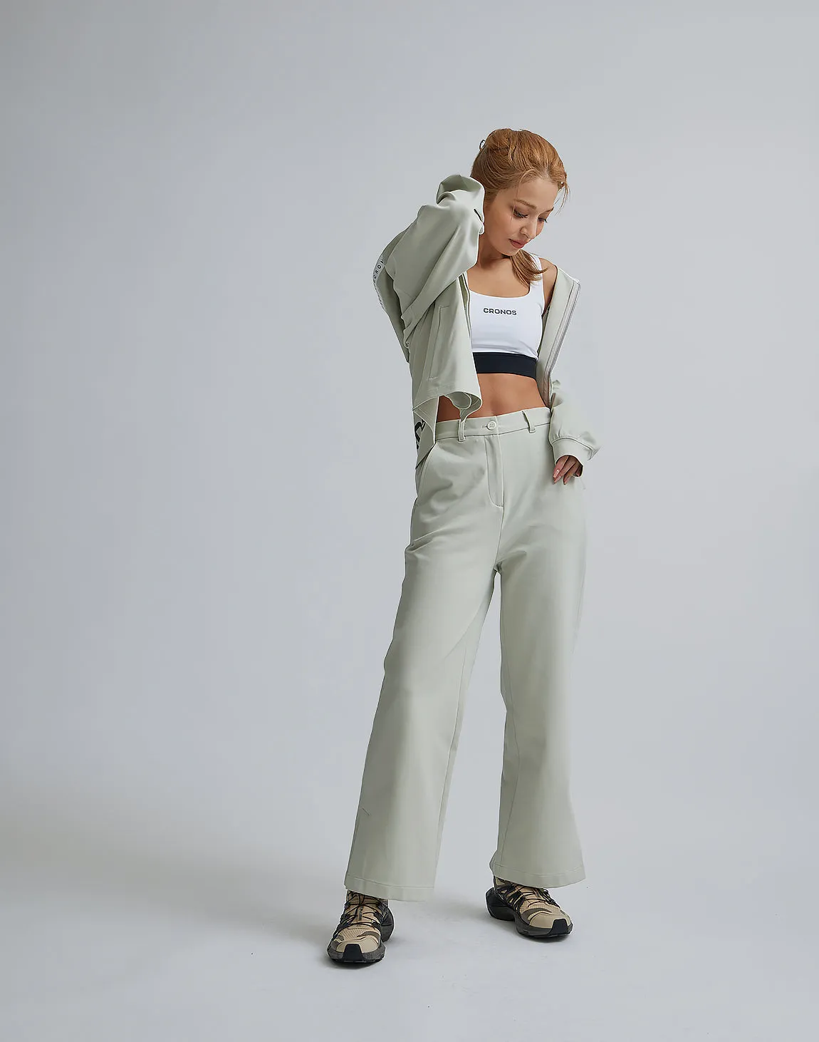 CRONOS WOMEN EASY CARE STRETCH PANTS【BEIGE】