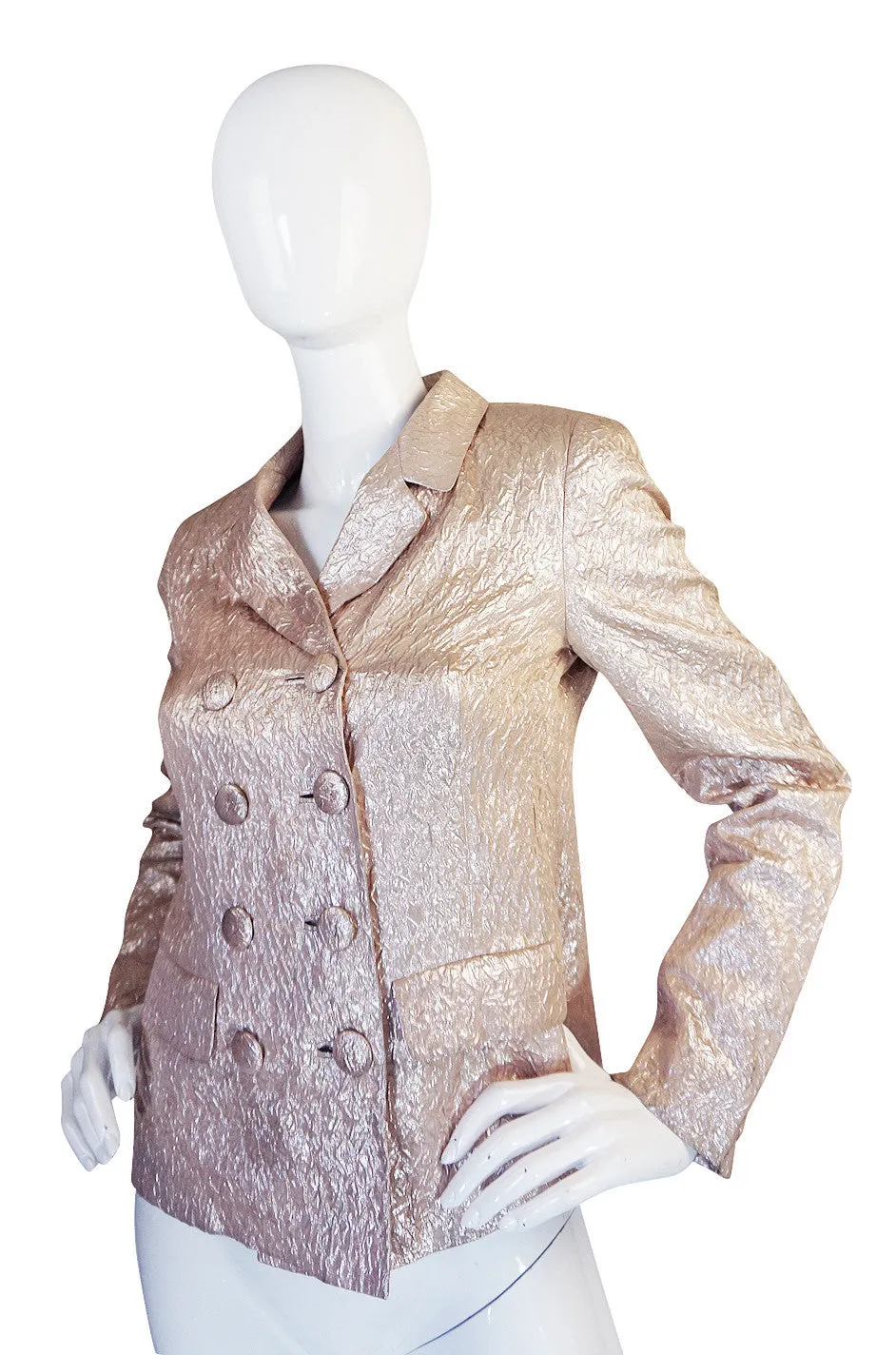 Early 2000s Prada Pink Silk Lame Jacket