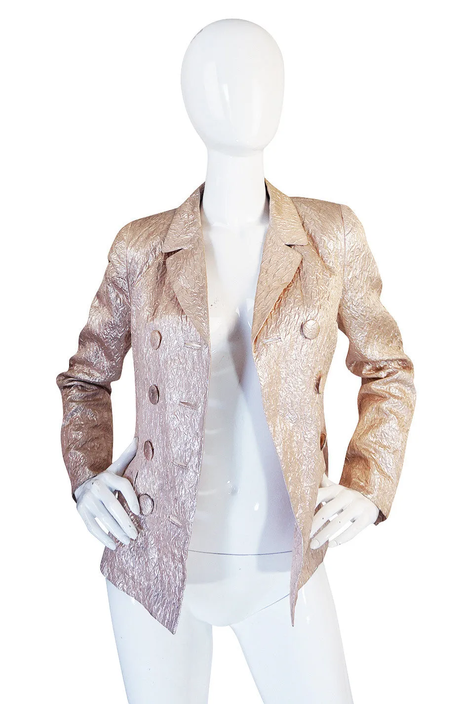 Early 2000s Prada Pink Silk Lame Jacket