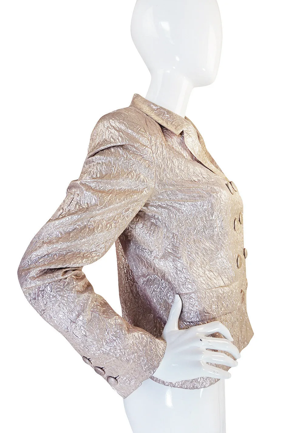 Early 2000s Prada Pink Silk Lame Jacket