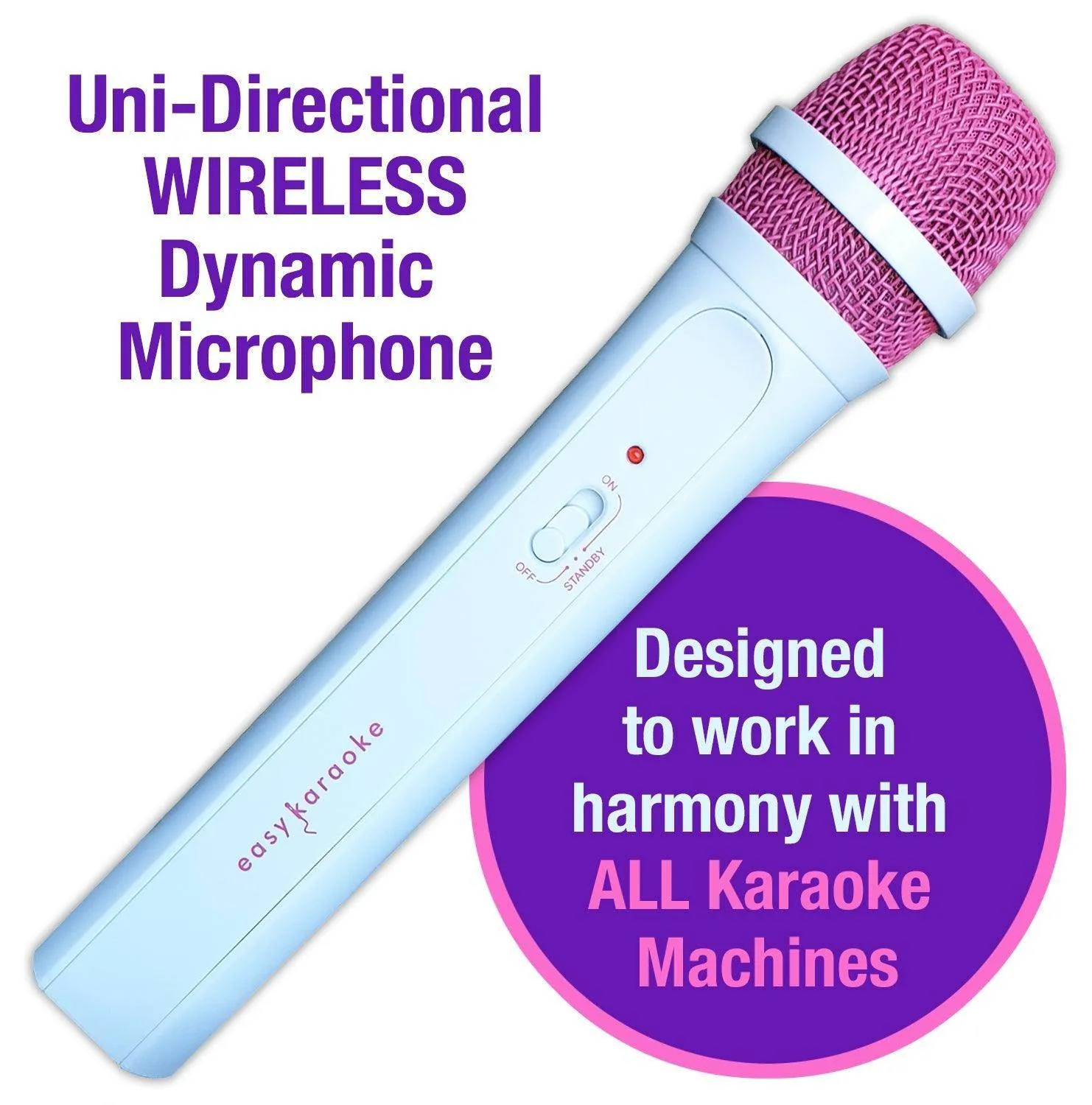 Easy Karaoke Wireless Microphone ~ Pink/White