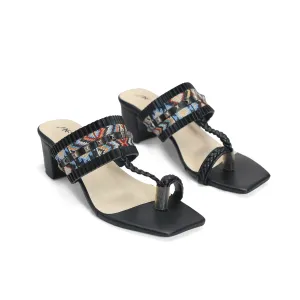 Embellished Block Heel Mules with Toe Ring Detail | Nawabi Shoes BD