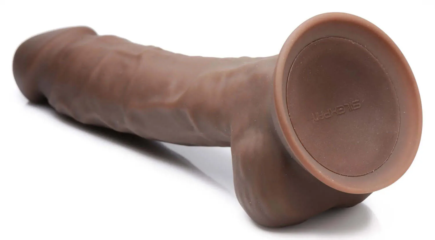 Fleshstixxx 8 inches Vibrating Silicone Dildo With Balls Brown
