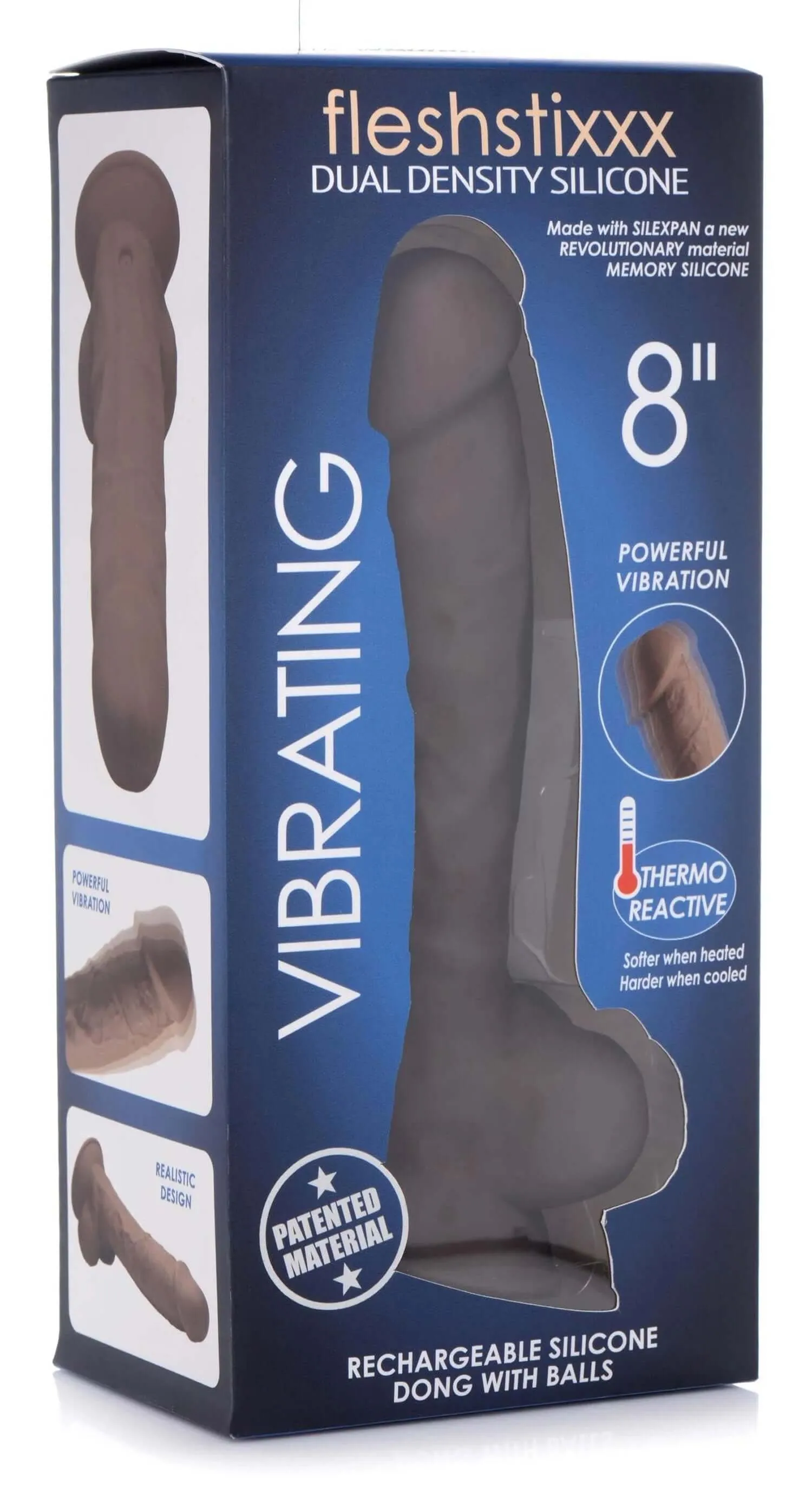 Fleshstixxx 8 inches Vibrating Silicone Dildo With Balls Brown