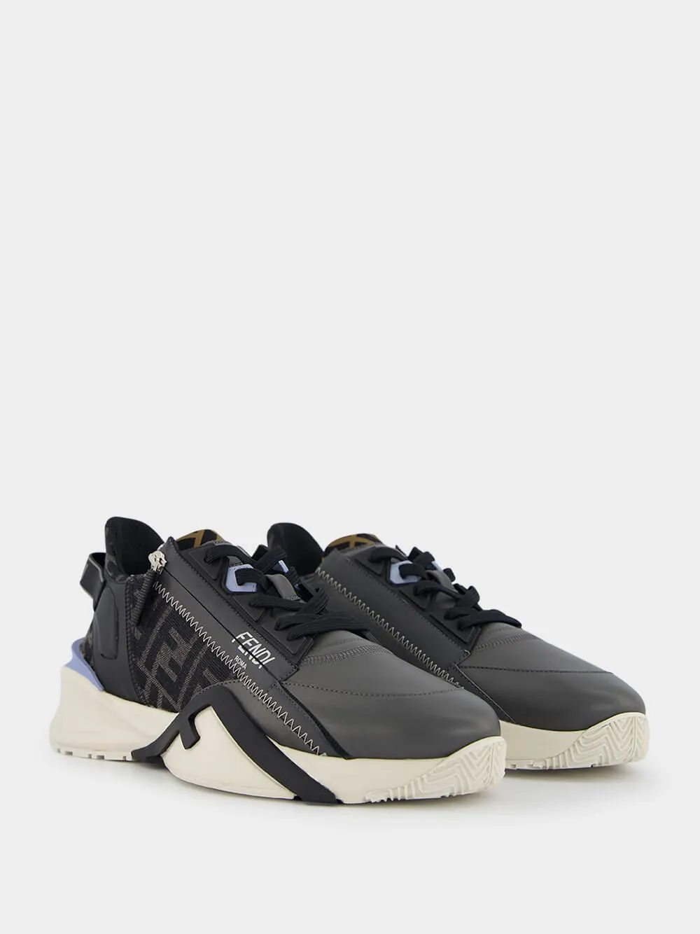 Flow Grey Leather Low-Top Sneakers