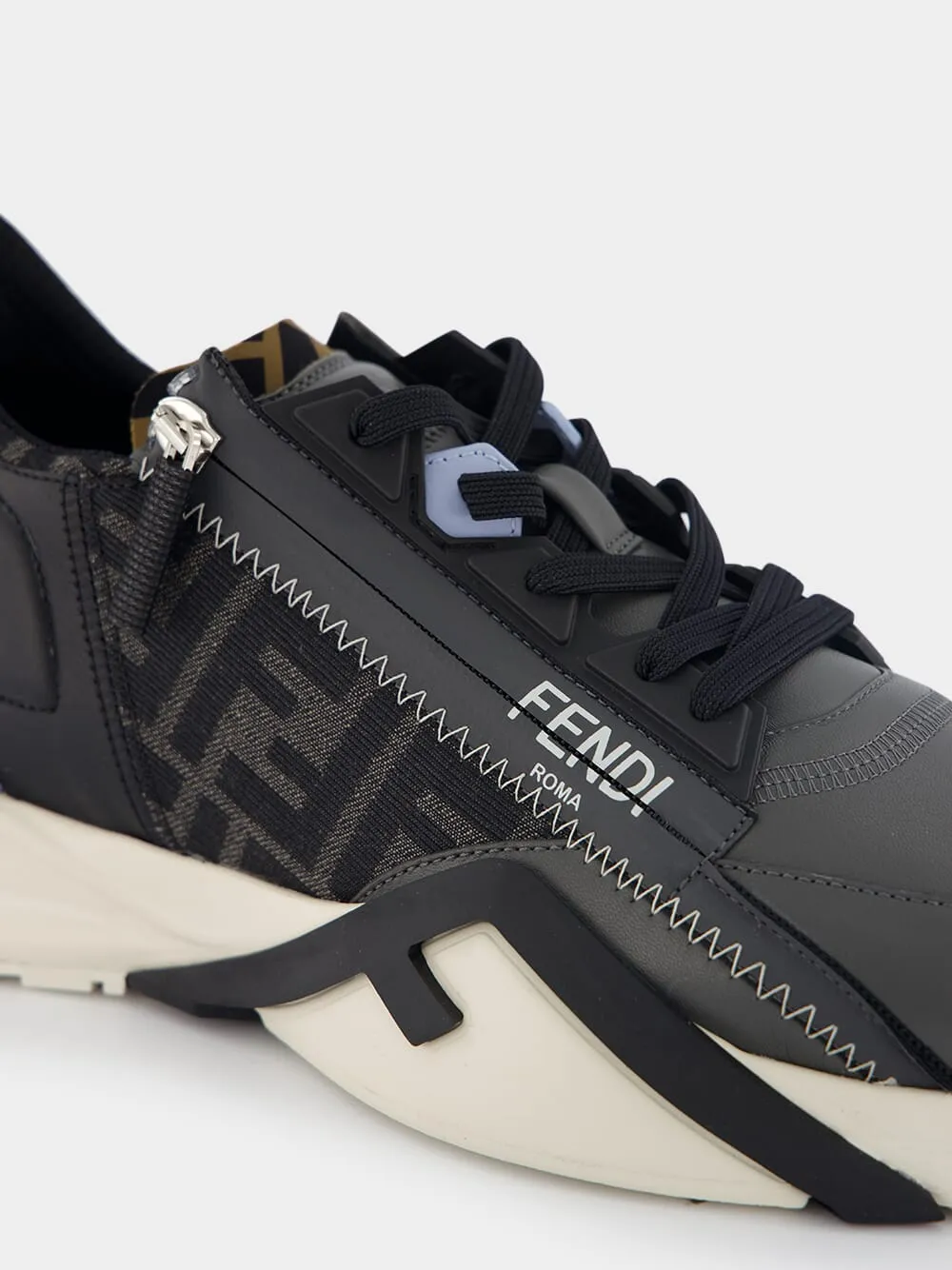 Flow Grey Leather Low-Top Sneakers