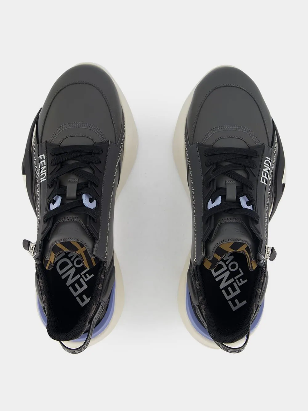 Flow Grey Leather Low-Top Sneakers