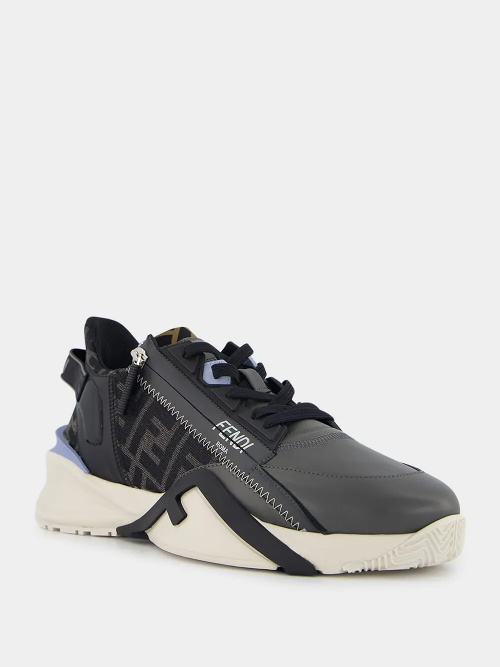 Flow Grey Leather Low-Top Sneakers