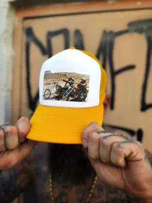 FOAMIE TRUCKER EASY RIDER WHITE & YELLOW HAT
