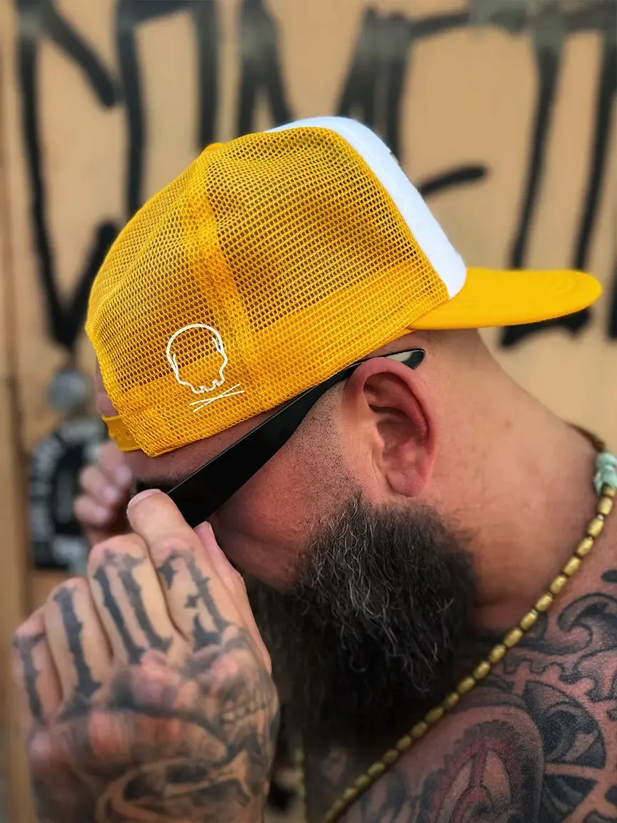 FOAMIE TRUCKER EASY RIDER WHITE & YELLOW HAT