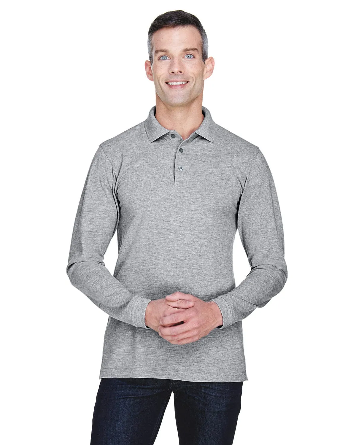 Harriton Easy Blend Long Sleeve Polo Shirt