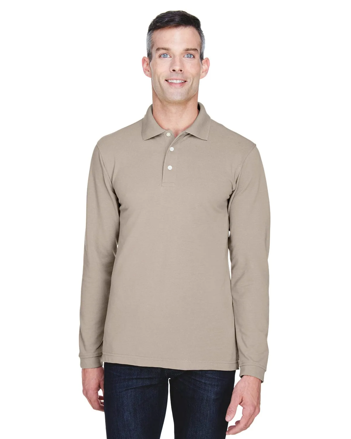 Harriton Easy Blend Long Sleeve Polo Shirt