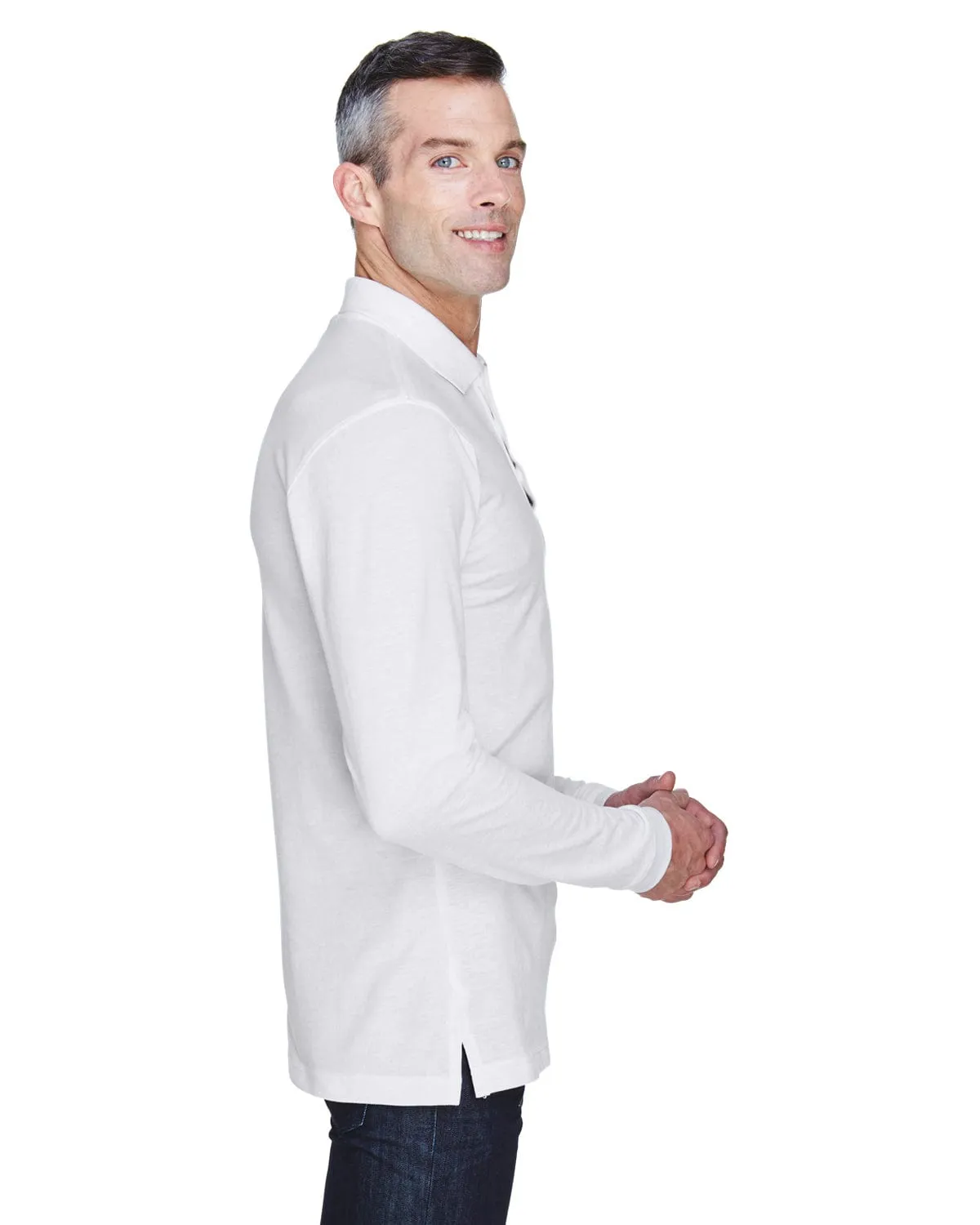 Harriton Easy Blend Long Sleeve Polo Shirt