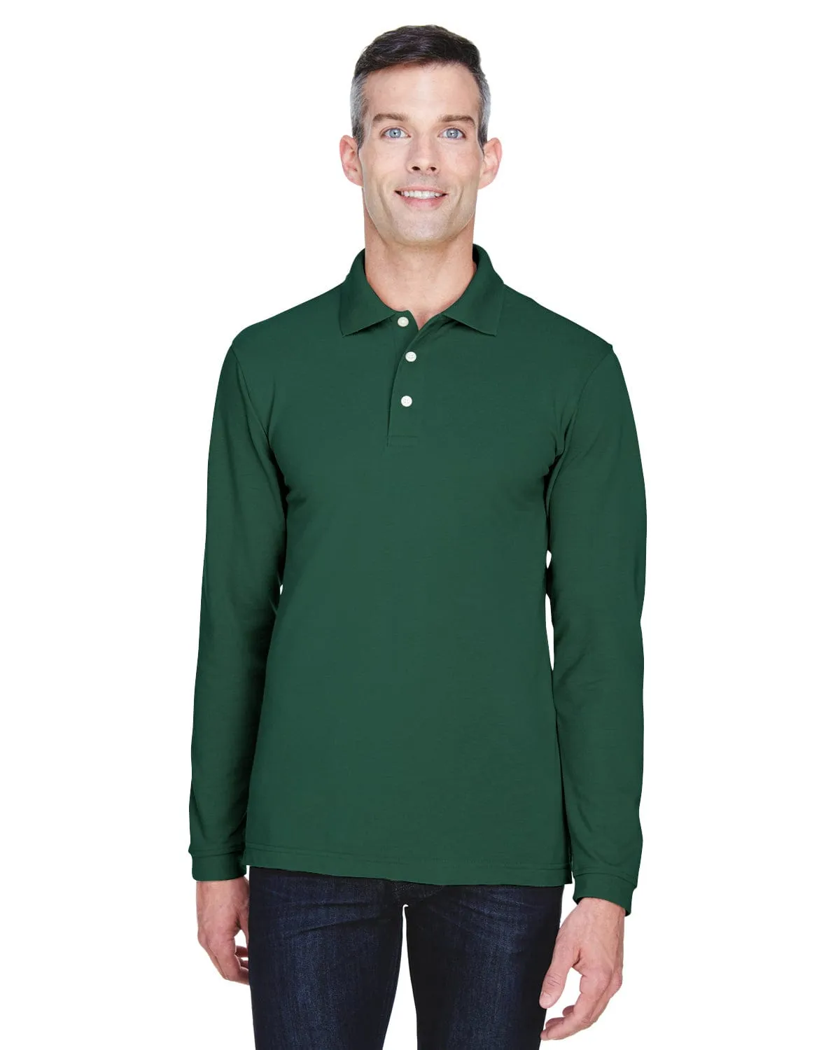 Harriton Easy Blend Long Sleeve Polo Shirt
