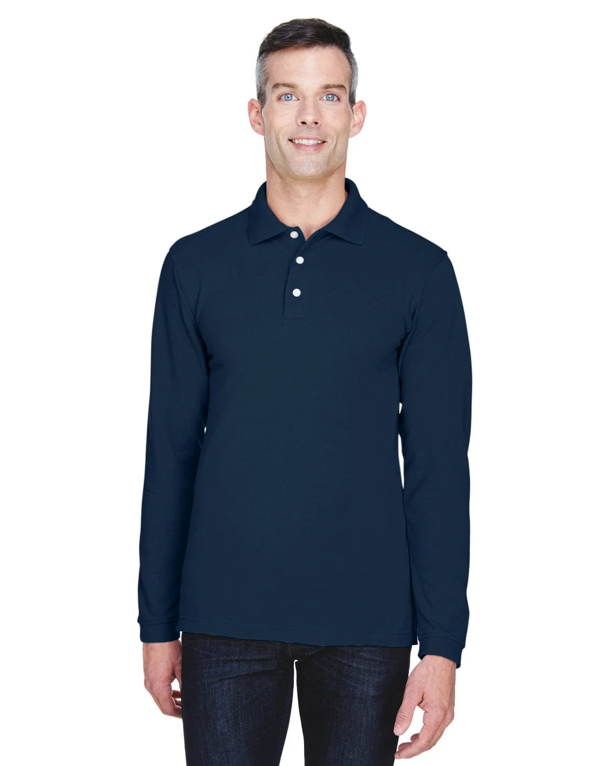 Harriton Easy Blend Long Sleeve Polo Shirt