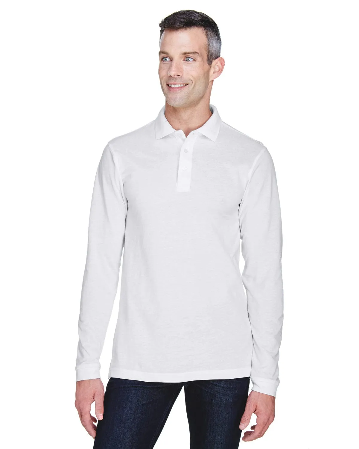 Harriton Easy Blend Long Sleeve Polo Shirt