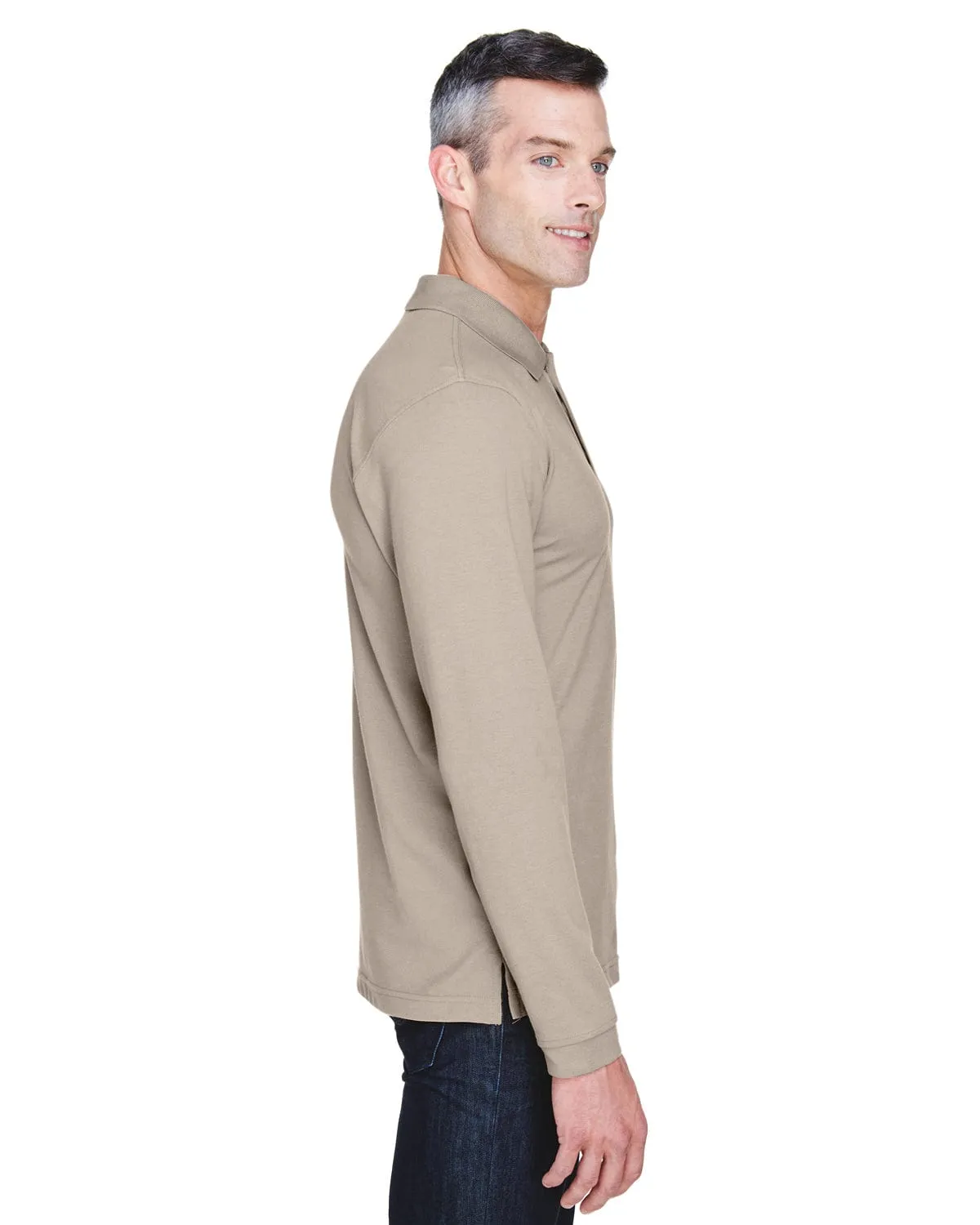 Harriton Easy Blend Long Sleeve Polo Shirt