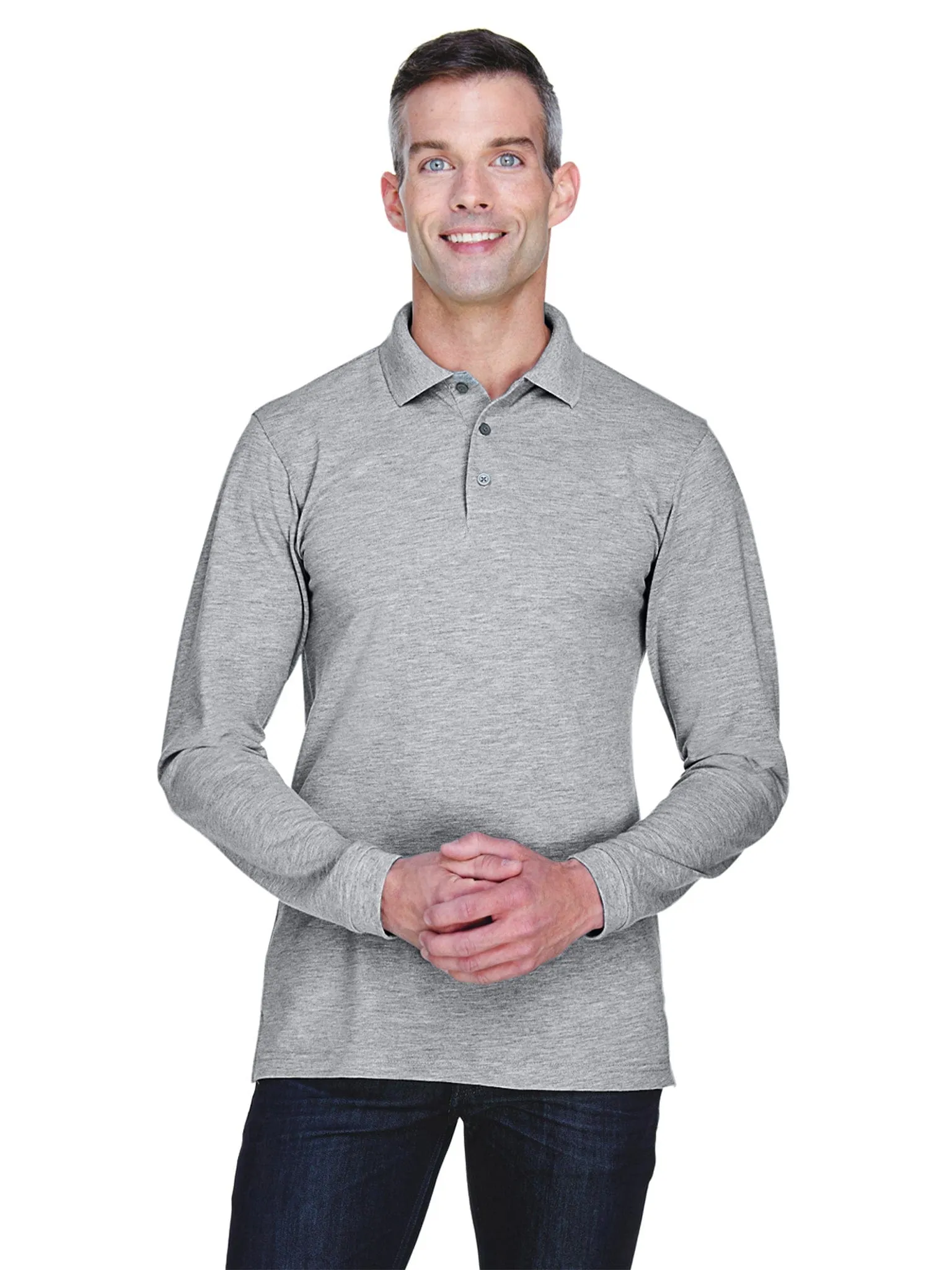 Harriton Easy Blend Long Sleeve Polo Shirt