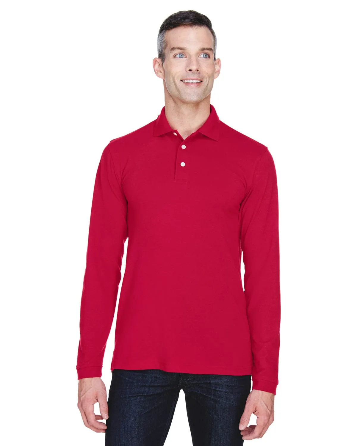 Harriton Easy Blend Long Sleeve Polo Shirt