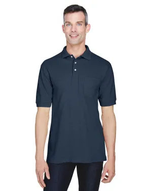 Harriton Easy Blend Pocket Polo Shirt | Navy