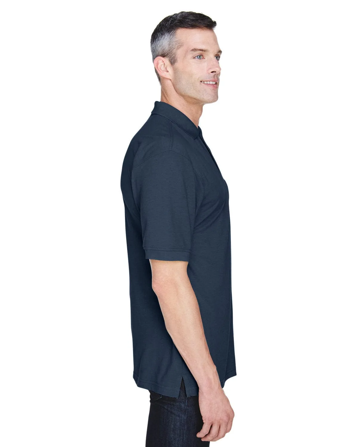 Harriton Easy Blend Pocket Polo Shirt | Navy