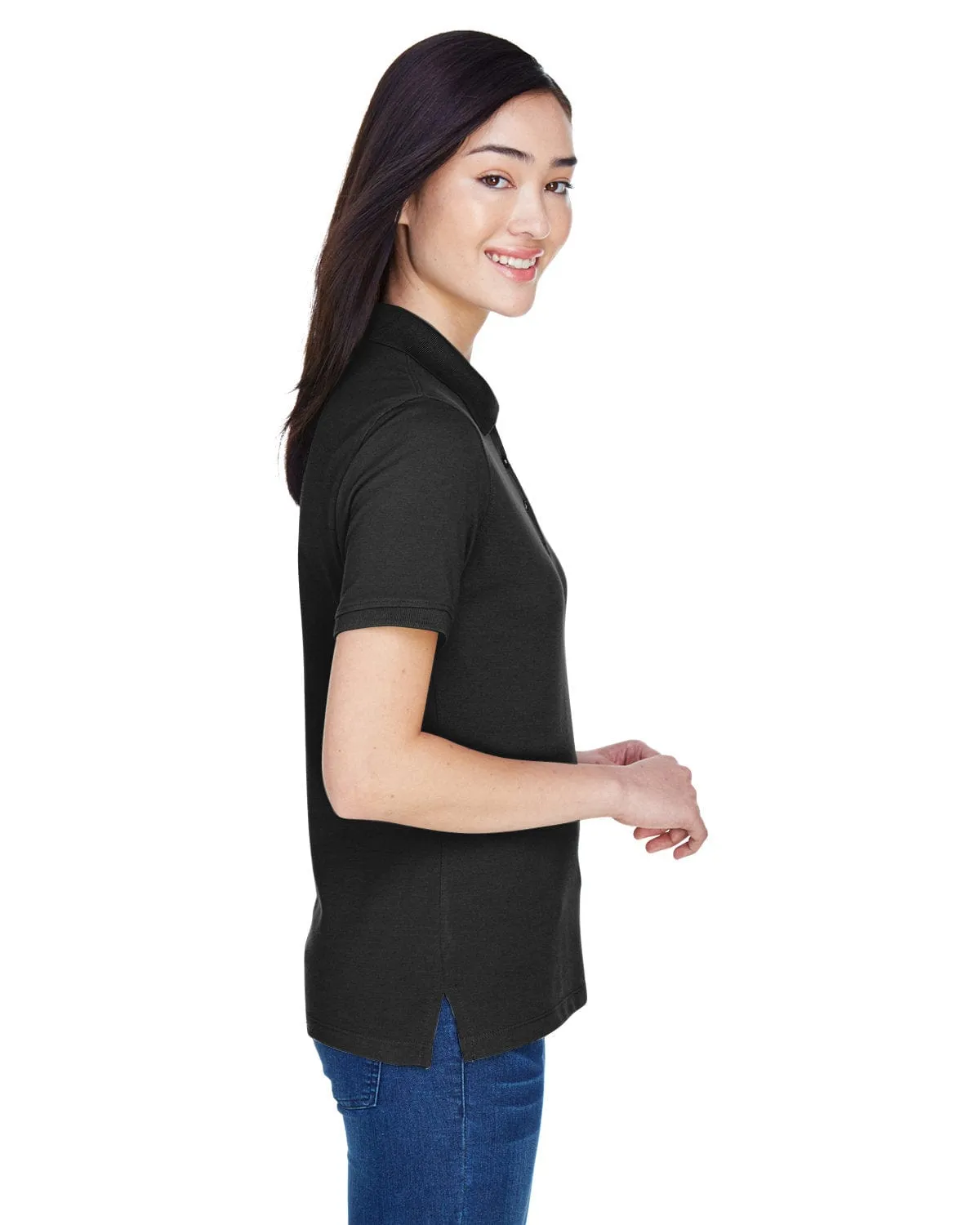 Harriton Ladies Easy Blend Polo Shirt | Black