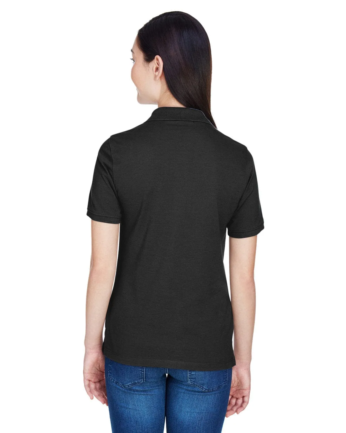 Harriton Ladies Easy Blend Polo Shirt | Black