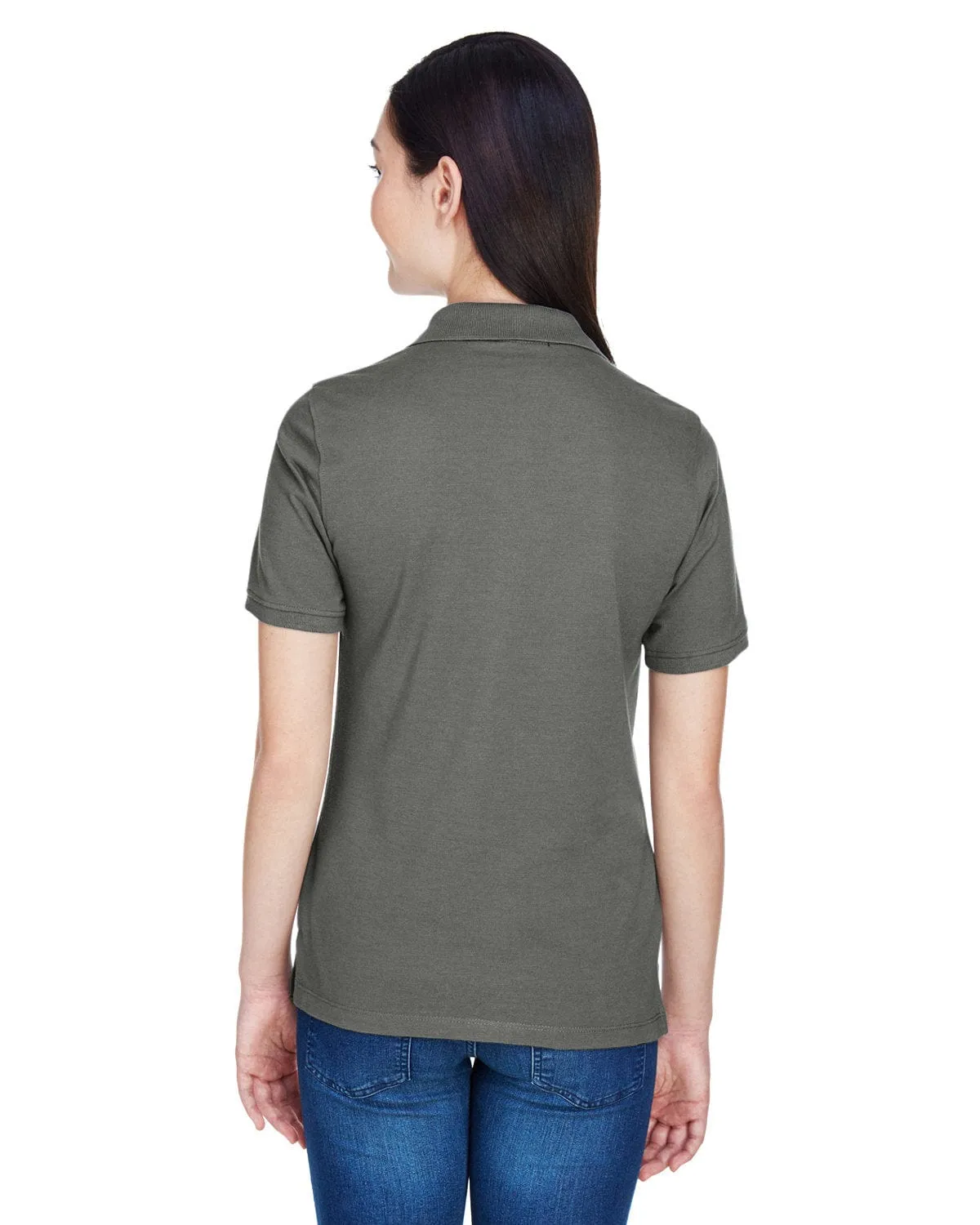 Harriton Ladies Easy Blend Polo Shirt | Charcoal